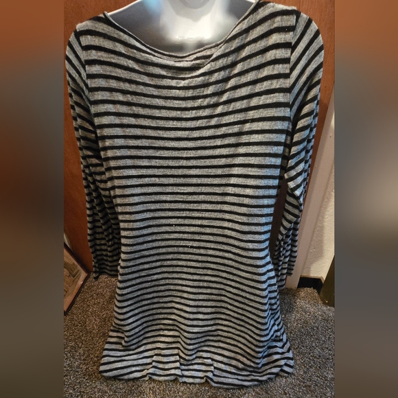 Alice + Olivia Black & Gray Striped Mini Dress SzL - Picture 6 of 7